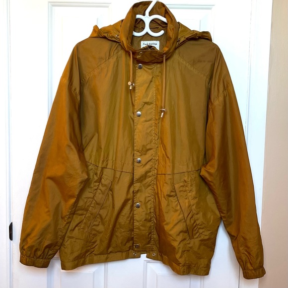 Frank & Oak Unisex Mustard Hooded Windbreaker Jacket - Picture 1 of 16